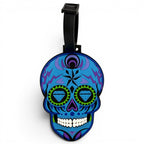Blue Sugar Skull Clip-On Tag | Multi-Use Bag Tag, Travel Tag, Golf Accessory
