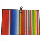 Fiesta Stripe Golf Towel | 24” x 16” Microfiber Towel | Magnetic Clip & Carabiner | Premium Golf Accessory