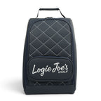 Golf Shoe Bag | Premium PU Leather Golf Shoe Organizer | Quilted Travel Shoe Case with Accessory Pocket, Carry Handle & Ventilation | Navy/White