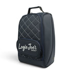 Golf Shoe Bag | Premium PU Leather Golf Shoe Organizer | Quilted Travel Shoe Case with Accessory Pocket, Carry Handle & Ventilation | Navy/White