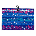 Miami Frequency Golf Towel | 24” x 16” Microfiber Towel | Magnetic Clip & Carabiner | Premium Golf Accessory