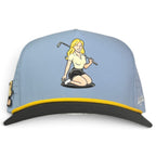 Fore the Boys Golf Hat | Snapback Cap | Built-in Magnetic Ball Marker Holder + Marker Included | Adjustable Blonde Light Blue