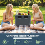 Insulated Portable Cooler Hard Shell Ice Chest with 2 Cup Holders Bottle Opener and Drain Plug