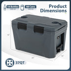 Insulated Portable Cooler Hard Shell Ice Chest with 2 Cup Holders Bottle Opener and Drain Plug