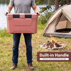 Insulated Portable Cooler Hard Shell Ice Chest with 2 Cup Holders Bottle Opener and Drain Plug