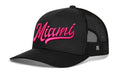 Miami Hot Pink Script Trucker Hat  |  Florida Snapback
