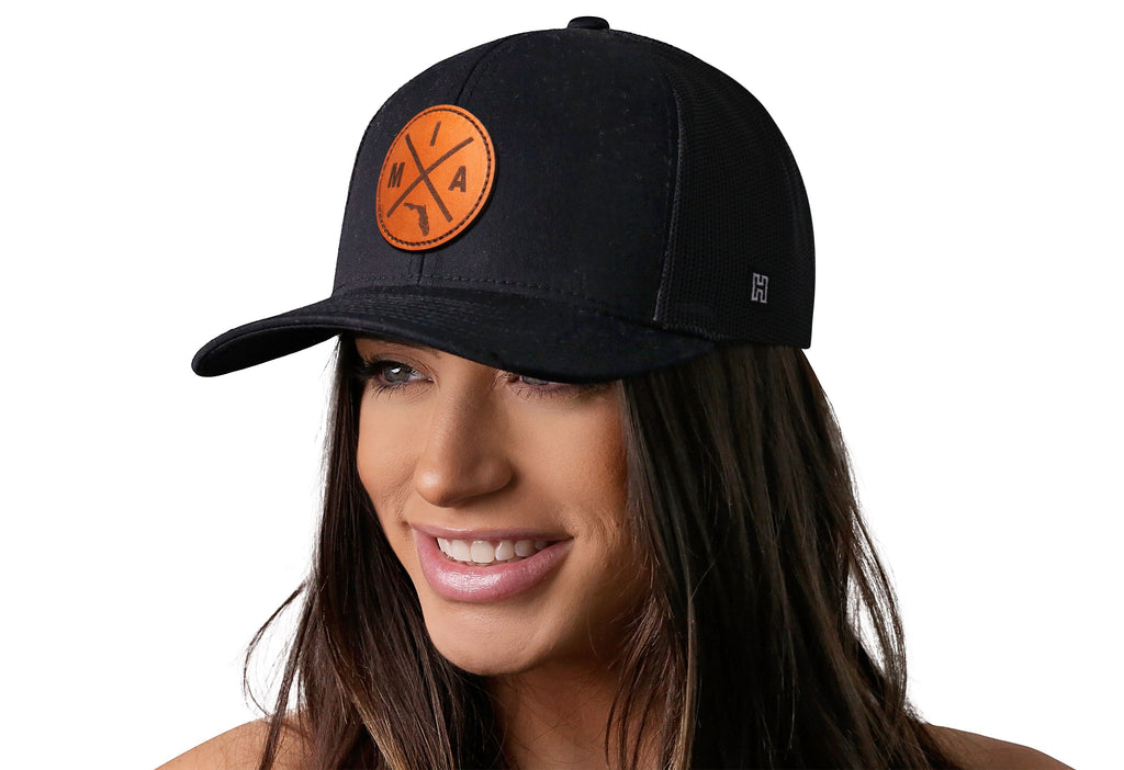 Miami Trucker Hat Leather  |  Black MIA X Snapback