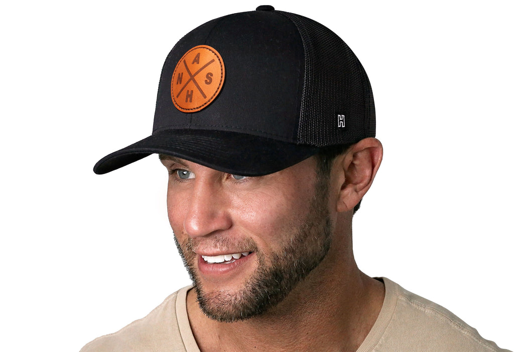 Nashville Trucker Hat Leather  |  Black NASH X Snapback
