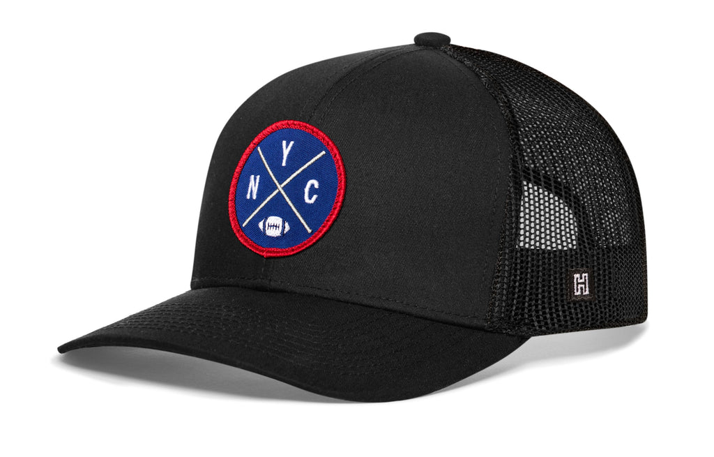 New York Trucker Hat  |  Black NYC X Football Snapback
