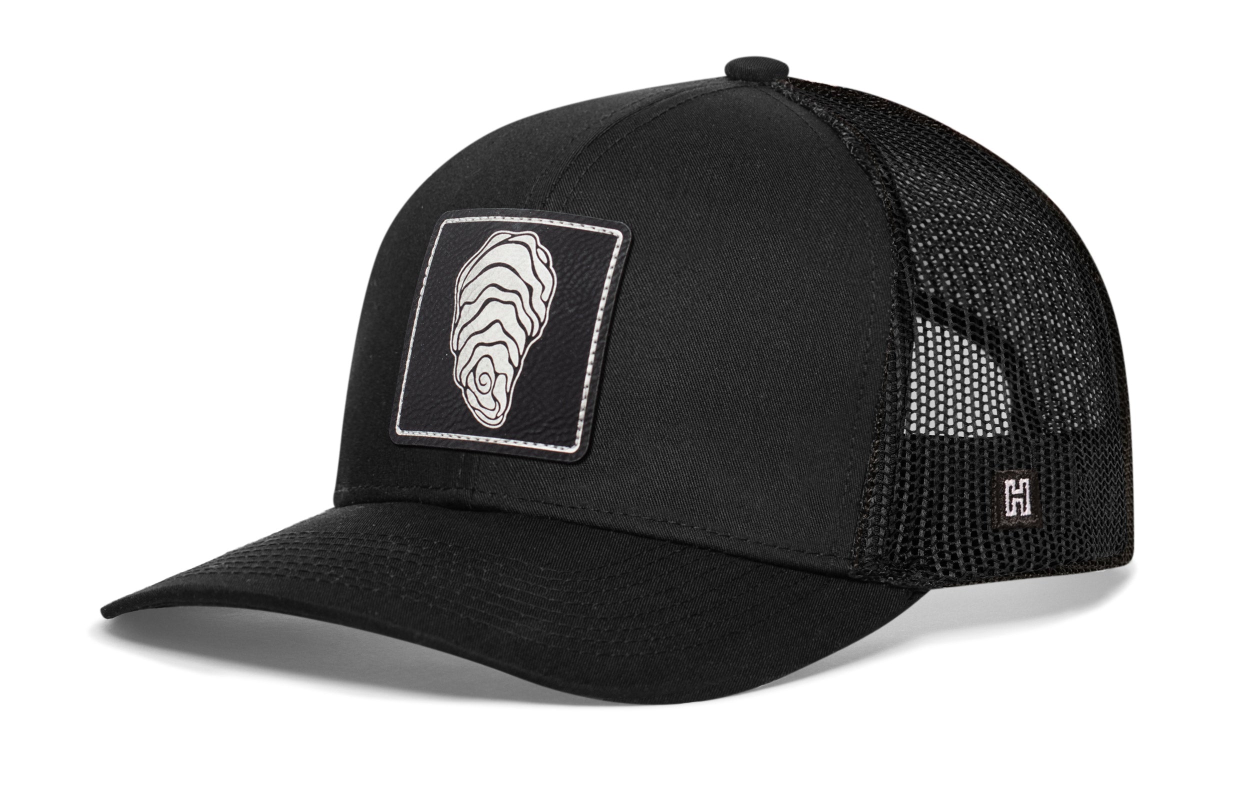 Oyster Shell Trucker Hat  |  Black Oyster Snapback