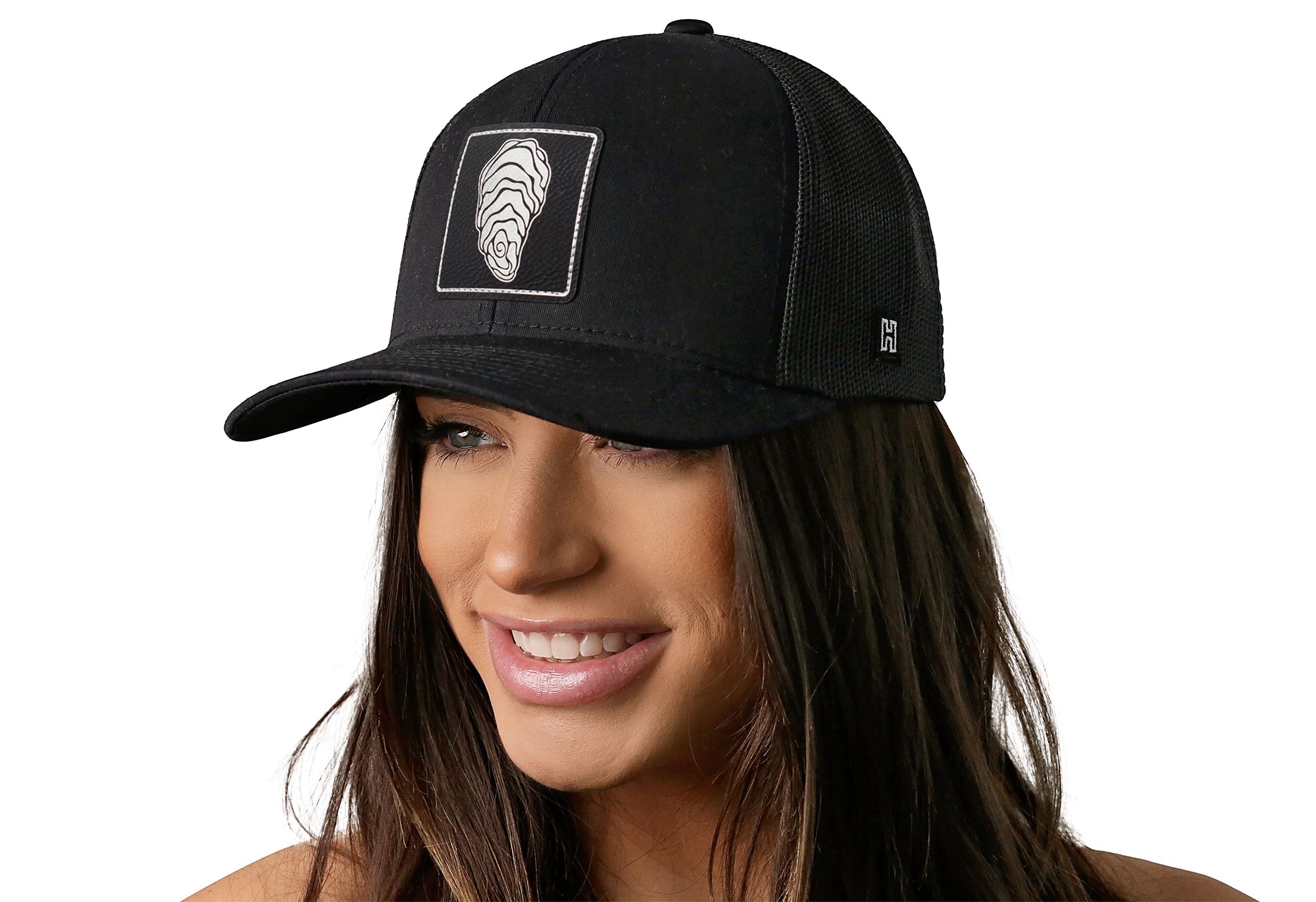 Oyster Shell Trucker Hat  |  Black Oyster Snapback