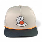 Breakfast Ball Golf Hat | Snapback Cap | Built-in Magnetic Ball Marker Holder + Marker Included | Breakfast Ball | Adjustable | Mulligan Tan