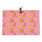 Pink Dino Nugget Golf Towel | Premium Double-Sided Microfiber | Heavy-Duty Magnetic Towel with Carabiner Clip | 24 x 16 in