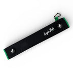Black/Green Magnetic Golf Cart Strap Sleeve | Neoprene Rubber | Dual Accessory Magnets | Glove Holder | Carabiner Bag Attachment | 18.5 x 3.5 in