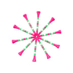 Pink Green Stripe Premium Wooden Golf Tees | 2 3/4” Standard Size | 45 Pack Set | Durable Painted Wood Tees | Unique Designs