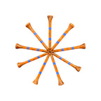 Orange Blue Stripe Premium Wooden Golf Tees | 2 3/4” Standard Size | 45 Pack Set | Durable Painted Wood Tees | Unique Designs