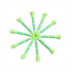 Green Blue Stripe Premium Wooden Golf Tees | 2 3/4” Standard Size | 45 Pack Set | Durable Painted Wood Tees | Unique Designs
