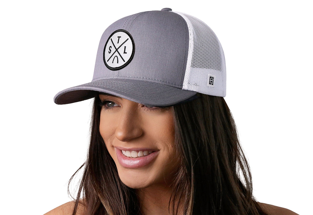 St. Louis Trucker Hat  |  Gray-White STL X Snapback
