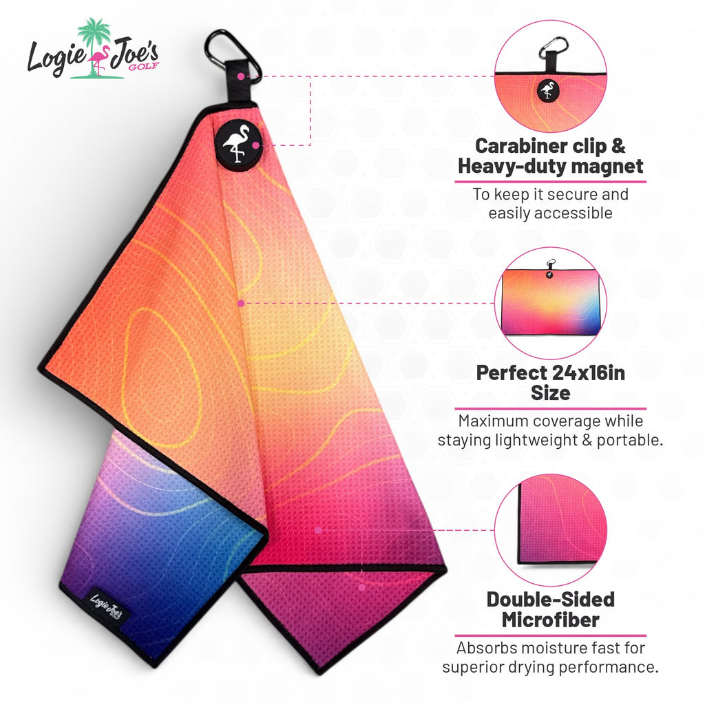Main Squeeze Golf Towel | 24” x 16” Microfiber Towel | Magnetic Clip & Carabiner | Premium Golf Accessory