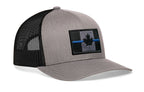 Thin Blue Line Trucker Hat  |  Gray-Black Canadian Maple Leaf Tactical Snapback