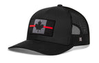 Thin Red Line Trucker Hat  |  Black Canadian Maple Leaf Tactical Snapback