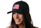 Betsy Ross Flag Trucker Hat  |  Black USA Snapback