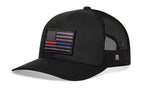 Thin Red and Blue Line Trucker Hat  |  Black Police And Fire Tactical Snapback