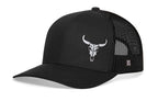 Bull Skull Trucker Hat  |  Black Steer Snapback