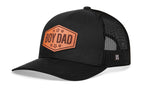 Boy Dad Leather Trucker Hat  |  Black Snapback