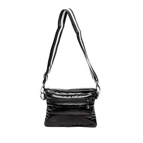 Black Padded Crossbody Belt Bag