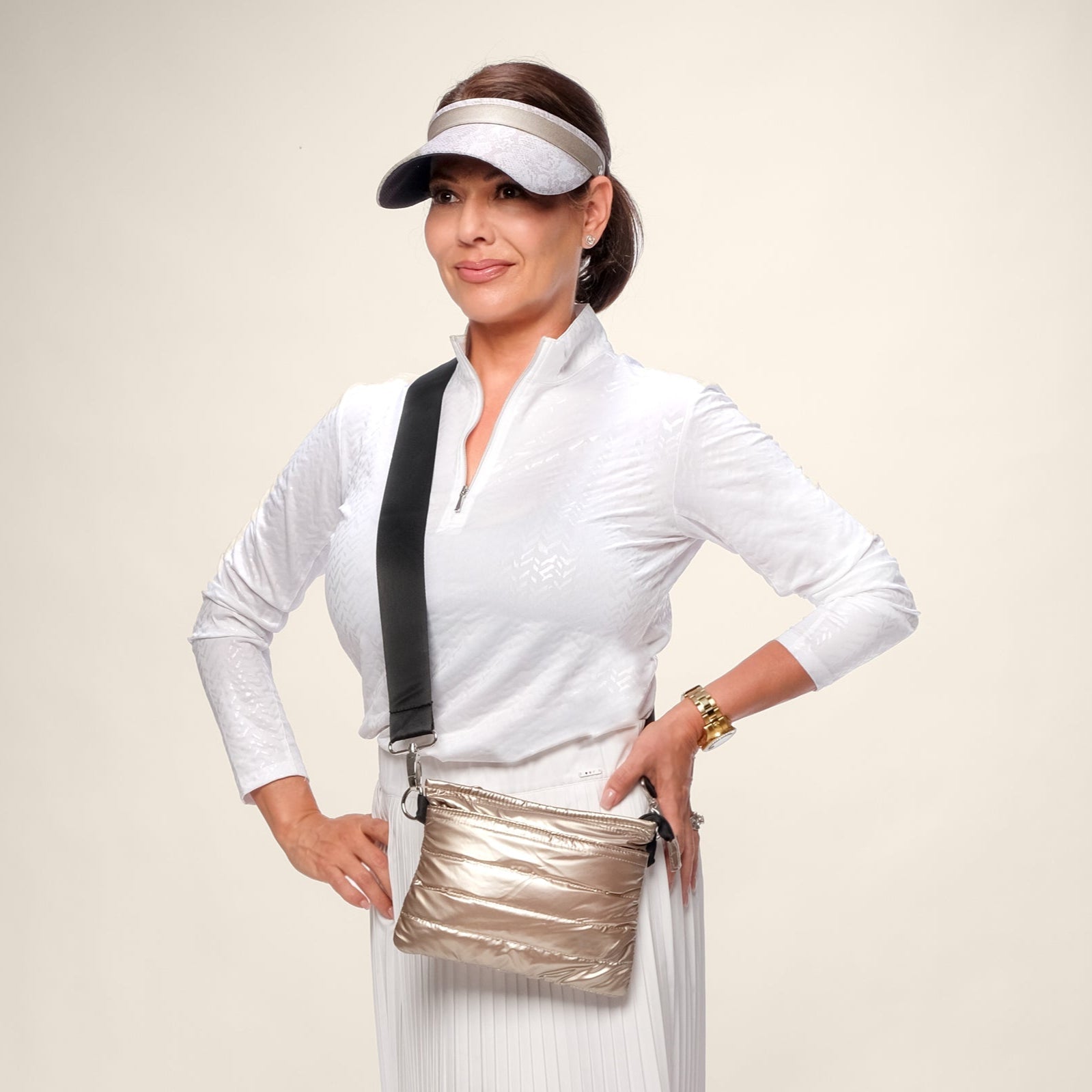 Gold Padded Crossbody Belt Bag