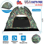 1/2 Person Instant Pop Up Dome Tent Waterproof Camping Tent w/Mosquito Net Doors Bags