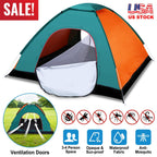 3/4 Man Waterproof Camping Tent Instant Pop Up Dome Tent w/Mosquito Net Doors Bags