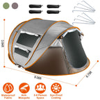 3-4 Person Pop Up Tent Automatic Setup Camping Tent Waterproof Instant Setup Tent with 2 Mosquito Net Windows Carrying Bag for Hiking Climbing Adventu