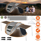 3-4 Person Pop Up Tent Automatic Setup Camping Tent Waterproof Instant Setup Tent with 2 Mosquito Net Windows Carrying Bag for Hiking Climbing Adventu