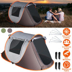 3-4 Person Pop Up Tent Automatic Setup Camping Tent Waterproof Instant Setup Tent with 2 Mosquito Net Windows Carrying Bag for Hiking Climbing Adventu