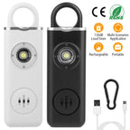 Rechargeable Personal Safety Alarm Portable 130dB Self-defense Siren with Strobe Light LED Light Carabiner Emergency Escape Tool for Women Kids Elderl
