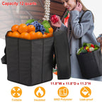 Collapsible Grocery Cooler Bag 3 Gallon Insulated Food Container Seat Combo for Camping Picnic Shopping