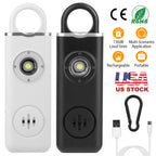 Rechargeable Personal Safety Alarm Portable 130dB Self-defense Siren with Strobe Light LED Light Carabiner Emergency Escape Tool for Women Kids Elderl