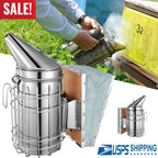 Bee Hive Smoker 11-Inch Heavy Duty Stainless Steel with Metal Heat Shield Storage Hook Beekeeping Equipment Tool