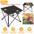 2Pcs Foldable Camping Table Portable Picnic Table Lightweight Travel Desk with 2 Cup Holders/Table Carrying Bag
