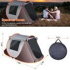 3-4 Person Pop Up Tent Automatic Setup Camping Tent Waterproof Instant Setup Tent with 2 Mosquito Net Windows Carrying Bag for Hiking Climbing Adventu