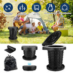 Retractable Portable Toilet Collapsible Portable Potty for Adults Emergency Toilet Kit with Adjustable Height Lid 20 Garage Bags Carry Bag for Camping