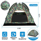 1/2 Person Instant Pop Up Dome Tent Waterproof Camping Tent w/Mosquito Net Doors Bags