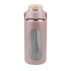 34Oz Glass Water Bottle Sports Water Bottle Motivational Water Bottle Water Intake Tracker Bottle with Straw Time Marker Silicone Sleeve Handle for Gy
