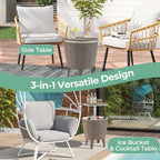 10 Gallon Cooler Bar Table Outdoor Coffee Table Ice Bucket with Telescopic Tabletop for Beer and Wine