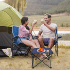 2Pcs Foldable Camping Table Portable Picnic Table Lightweight Travel Desk with 2 Cup Holders/Table Carrying Bag