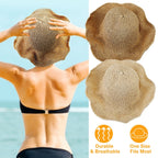 Ladies Summer Sun Hats Women Wide Brim Straw Floppy Panama Cap Roll up Beach Hat Packable Summer Cap For Women