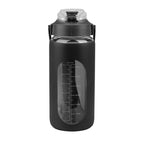 34Oz Glass Water Bottle Sports Water Bottle Motivational Water Bottle Water Intake Tracker Bottle with Straw Time Marker Silicone Sleeve Handle for Gy