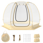 11 x 11 Feet Clear Dome Pop up Bubble Tent with Carrying Bag for 6-10 People-Beige